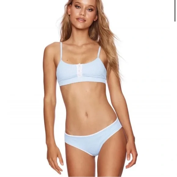 Beach Bunny Stephanie light blue stripe bikini bottom